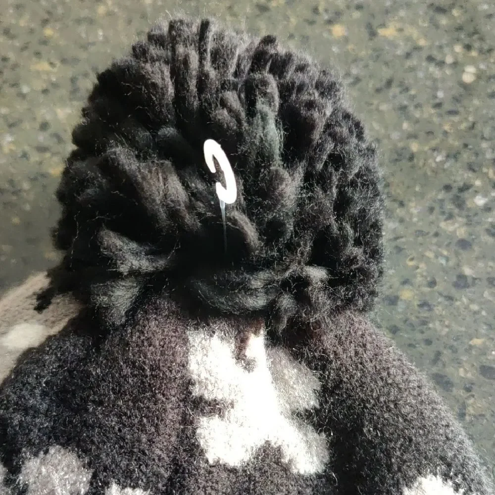 Nordstrom Black and White Floral Pom-Pom Beanie